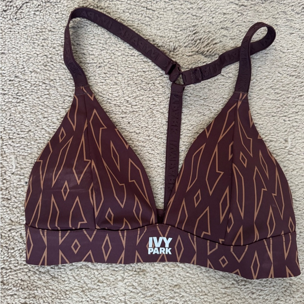Ivy Park Maroon Geometric Sports Bra